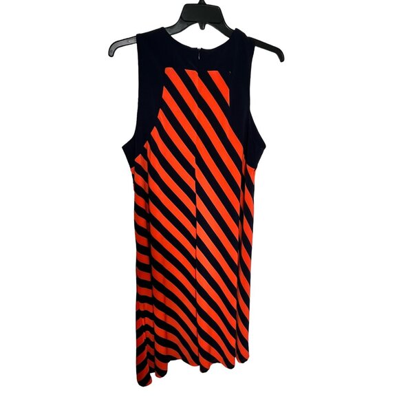 Lauren Ralph Lauren Womens Sleeveless Striped Navy Orange Dress Size 2x nwt $165 - Picture 2 of 4